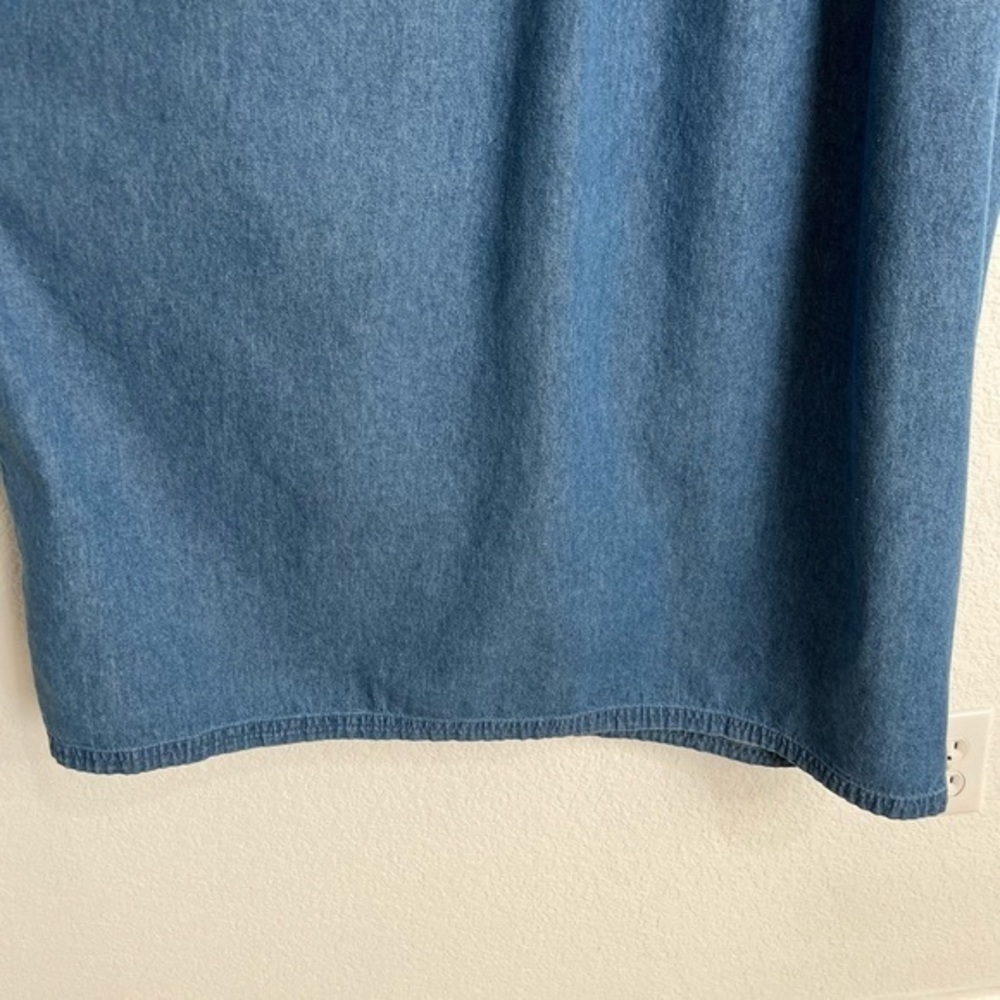 Denim 24/7 Blue Jean Maxi Dress Ruffled Collar Puffy Ruffled Short Sleeves 20W - Picture 3 of 12
